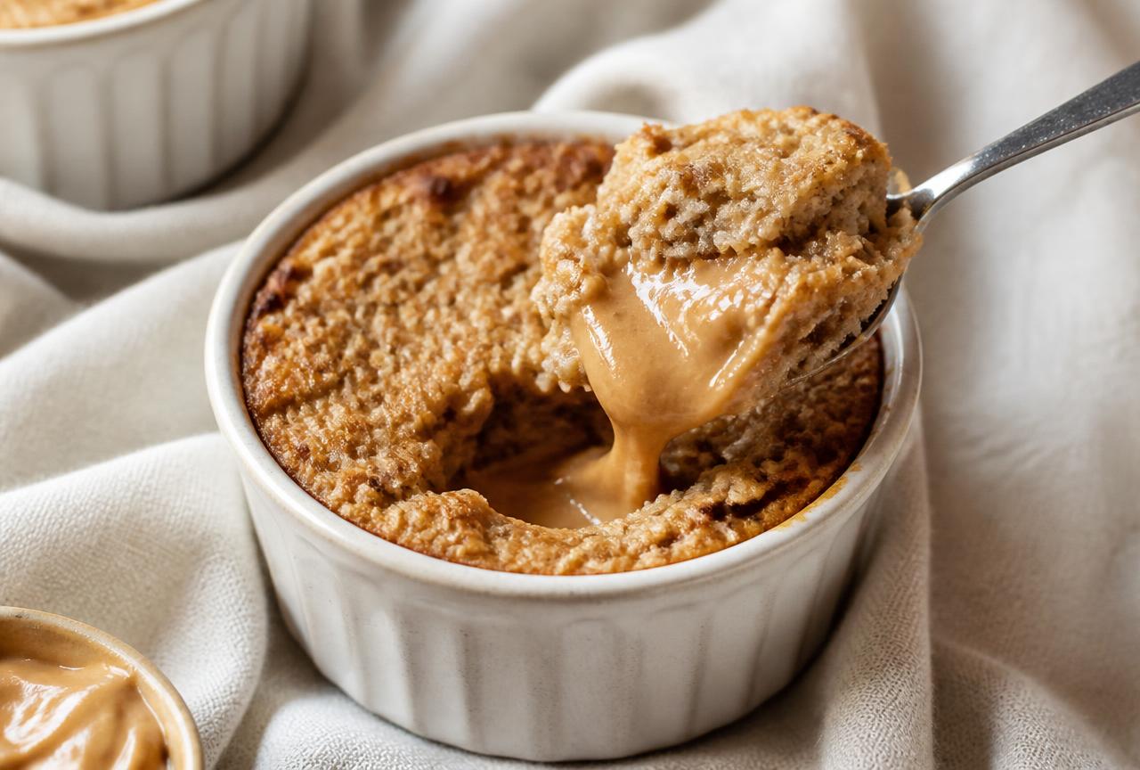 Baked oats con cuore di burro di arachidi