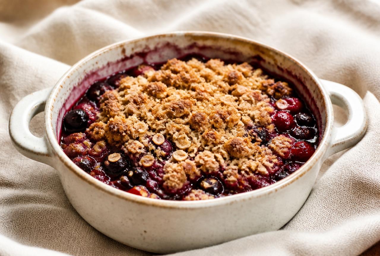 Crumble caldo ai frutti di bosco
