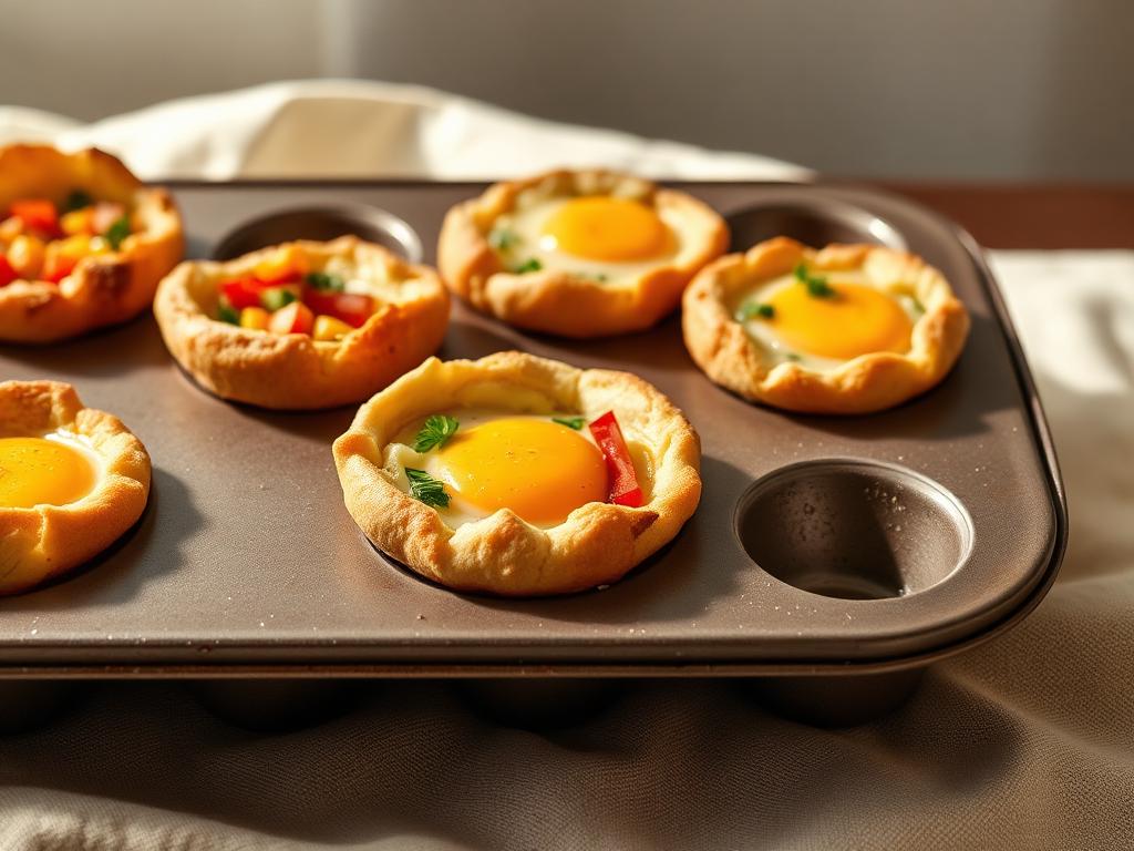Cestini di pane con uovo e verdure