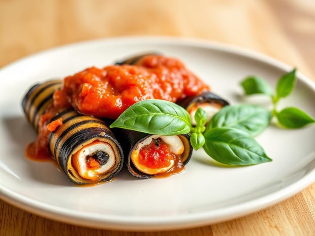 Rotolini di melanzane con ricotta e pomodoro