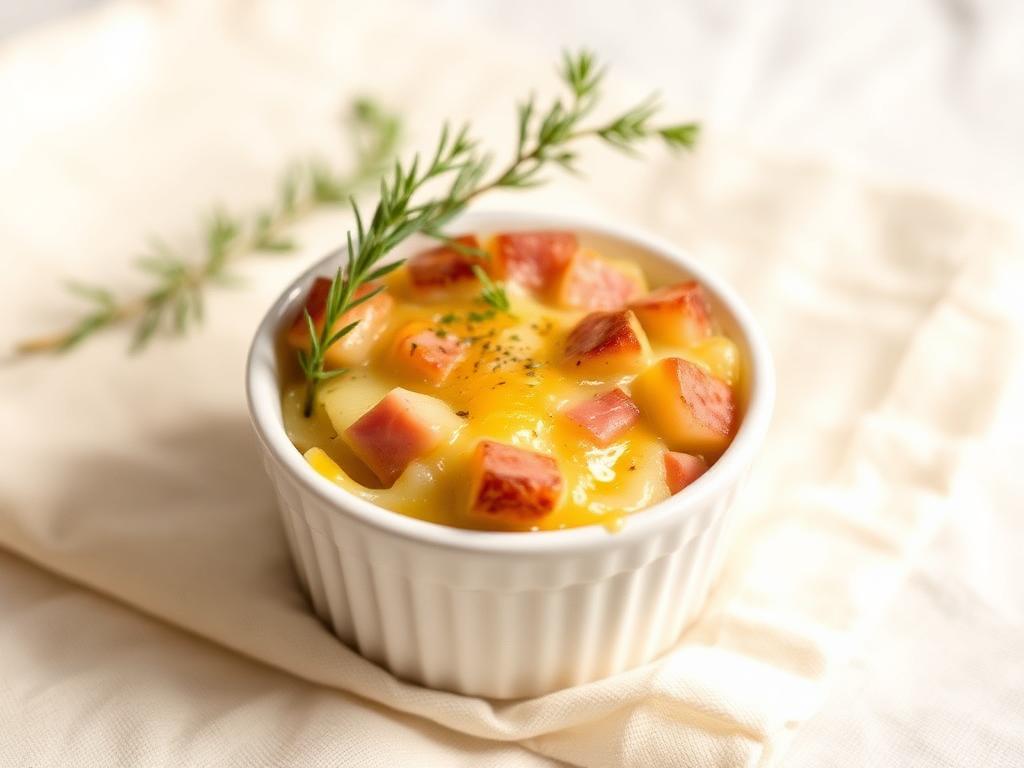 Tortino filante di patate e prosciutto