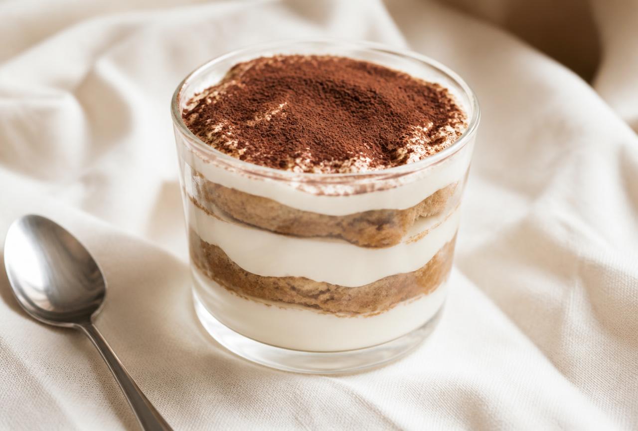 Tiramisù fit con Weetabix, caffè, yogurt e cacao